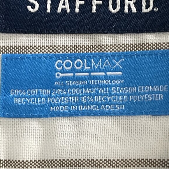 Stafford Shirt Men XXLXT Brown Striped Button Down Coolmax Office Career Preppy - Picture 7 of 9